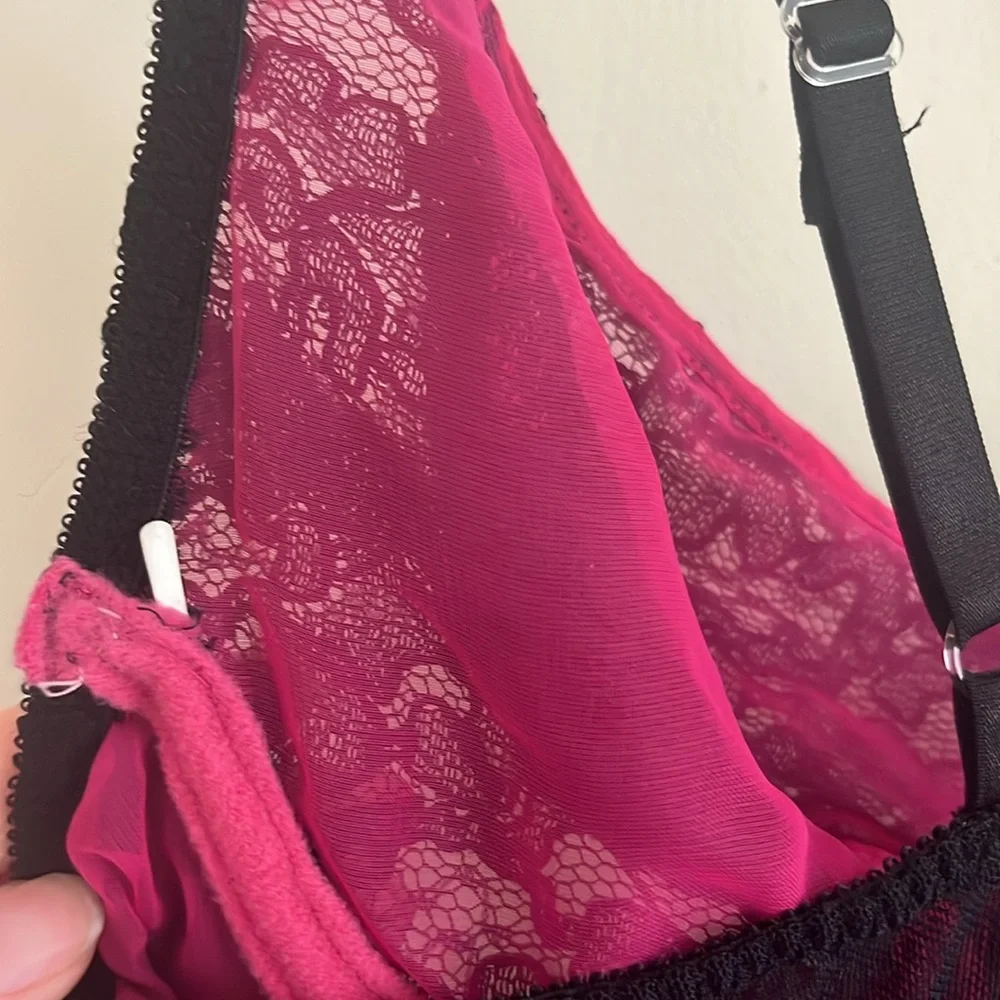 Vintage Victoria's Secret Gold Label Lingerie Nightgown Pink Black Lace 80s‎